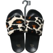 Wholesale - LADIES SLIDE SANDAL W/CHEETAH SHERPA PLUSH ASST SIZE
